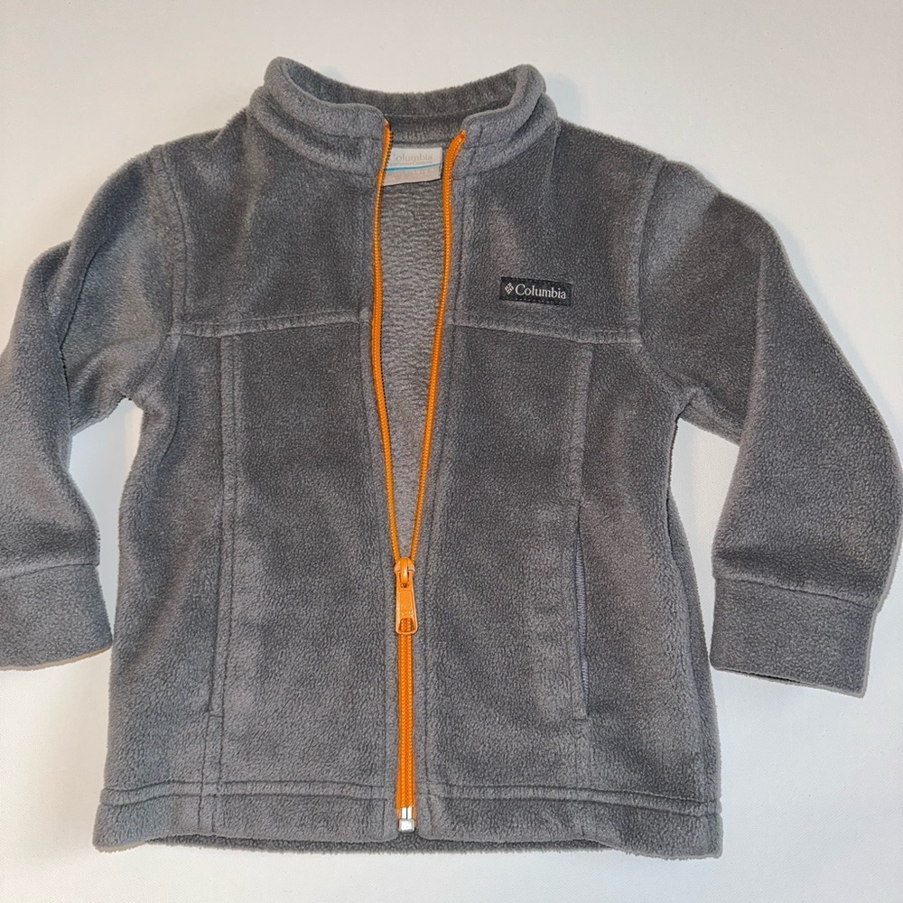Columbia Sportswear Fleece Jacket Toddler 18–24 Months Gray Orange Zip Up